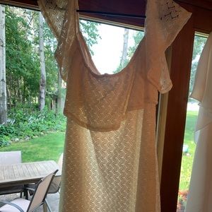 Cream lace off the shoulder dress